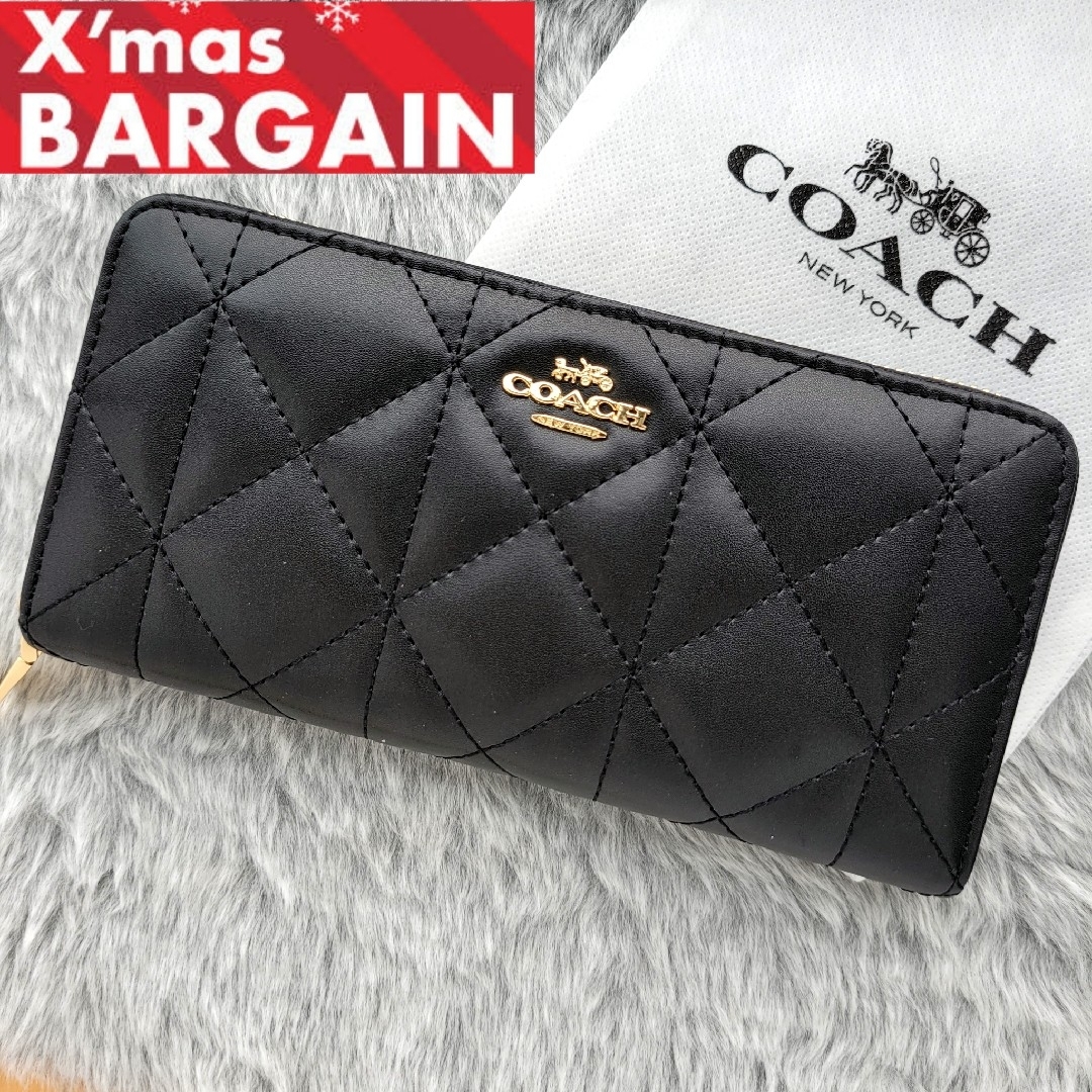 COACH(コーチ)の【新品未使用】COACH コーチ 長財布 キルティング  ブラック 黒 人気完売 レディースのファッション小物(財布)の商品写真