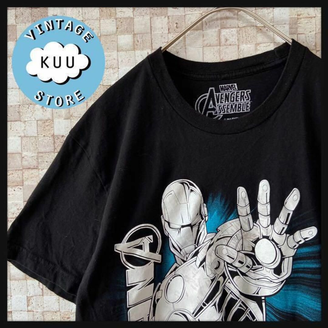 アメリカ古着 マーベル プリントtシャツ アベンジャーズ ブラック黒S メンズのトップス(Tシャツ/カットソー(半袖/袖なし))の商品写真