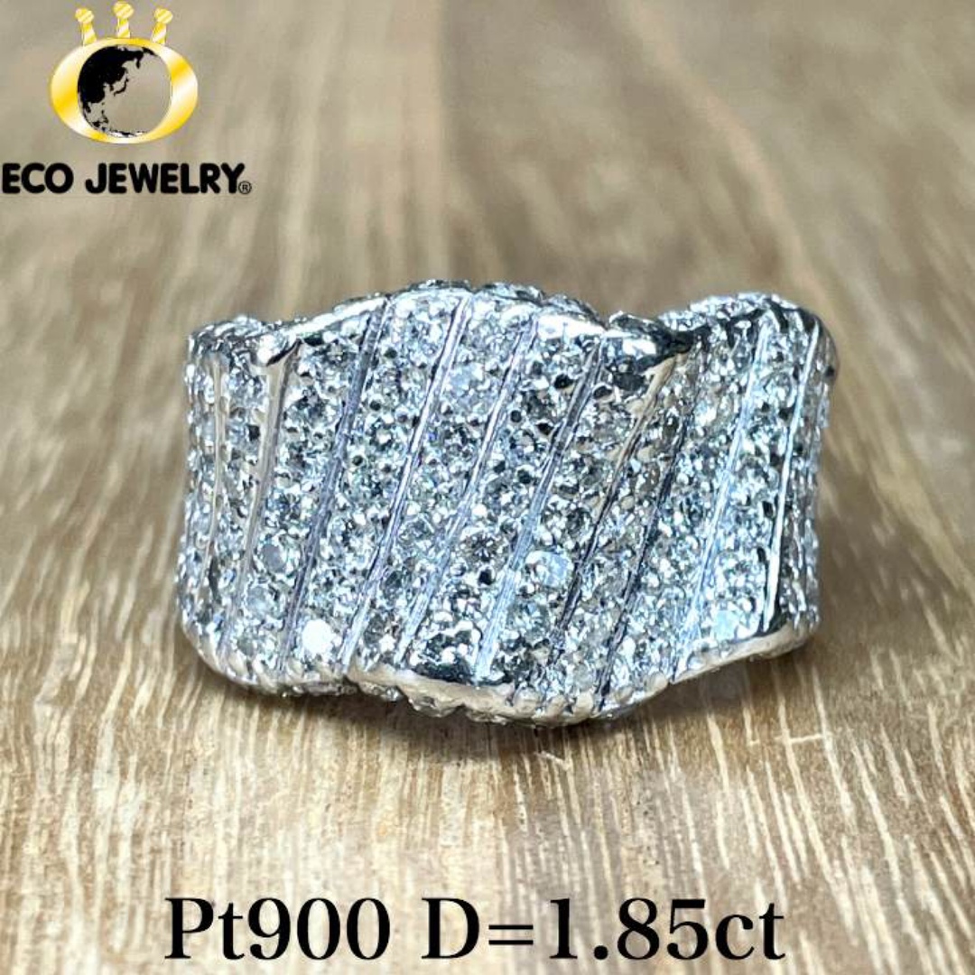 美しい輝き！Pt900 ダイヤ 1.85ct リング 14.37g M1551 レディースのアクセサリー(リング(指輪))の商品写真