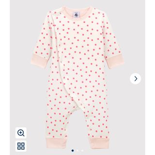 プチバトー(PETIT BATEAU)のプチバトー　ドット柄　ロンパース　中綿ロンパース　前開き　ボーダー(ロンパース)