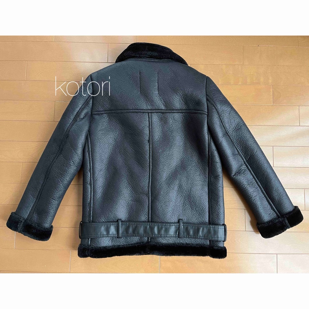 ZARA(ザラ)の新品　2023ss ZARA ファー　ダブル　コート　ジャケット　S 黒 レディースのジャケット/アウター(ライダースジャケット)の商品写真