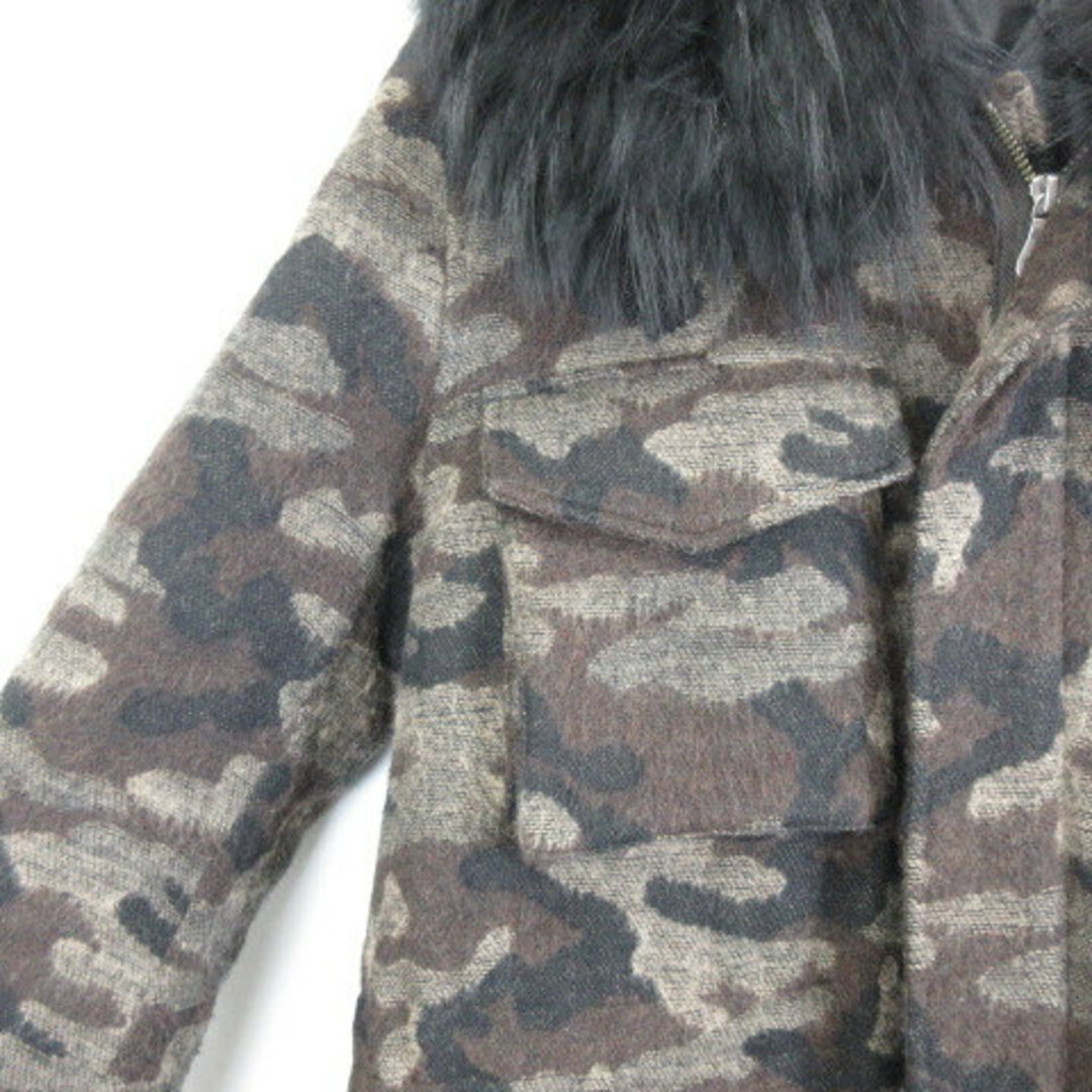 Flammeum(フラミューム)のフラミューム 迷彩 カモ ファー襟 ウール混 中綿 ジャケット  38 レディースのジャケット/アウター(その他)の商品写真