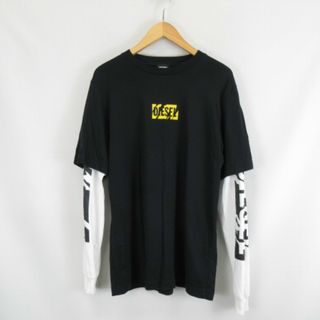 ディーゼル(DIESEL)のDIESEL レイヤード ロングスリーブ 長袖 ロゴ Tシャツ 黒   S(Tシャツ/カットソー(七分/長袖))