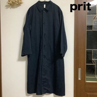 Plit - 【美品‼️】prit  綿麻ロングコート　　濃紺　　F