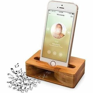 木製スピーカー　スピーカー　竹製　電源不要　iPhone　スマホホルダー(その他)