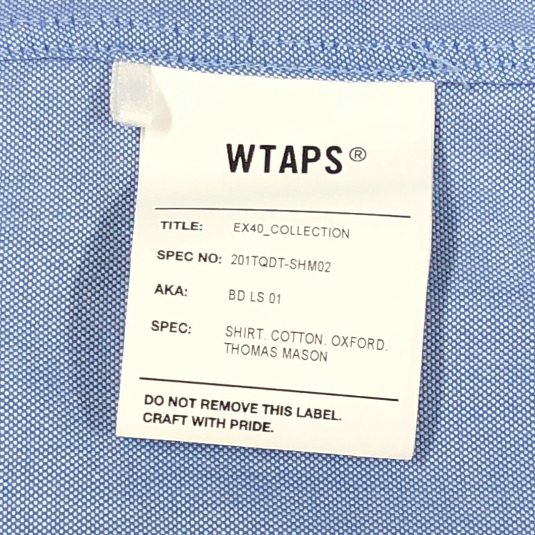 W)taps(ダブルタップス)のWTAPS ダブルタップス 20SS BD LS 01 SHIRT COTTON OXFORD THOMAS MASON オックスフォード シャツ 青 サイズ4 正規品 / 32751 メンズのトップス(シャツ)の商品写真