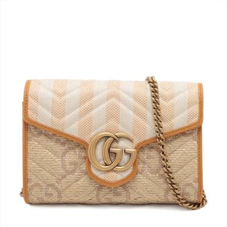 グッチ(Gucci)のグッチ  ラフィア×レザー  ベージュ レディース ショルダーバッグ(ショルダーバッグ)