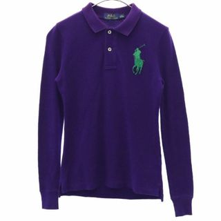 ポロラルフローレン(POLO RALPH LAUREN)のポロラルフローレン ロゴ刺繍 長袖 ポロシャツ XS パープル POLO RALPH LAUREN レディース 古着 【231207】(ポロシャツ)