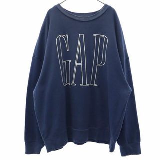 ギャップ(GAP)のギャップ ロゴプリント 長袖 トレーナー XL ブルー GAP スウェット メンズ 古着 【231207】(スウェット)