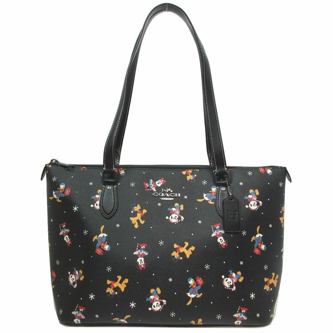 【新品】コーチ バッグ トートバッグ COACH X DISNEY コーチ×ディズニー ミッキー ミニー ホリデイ プリント ギャラリー トート A4ファイル収納可 CM189 QB/M2(ブラック×マルチカラー)コラボ商品 アウトレット レディースダークワインレッド系金具