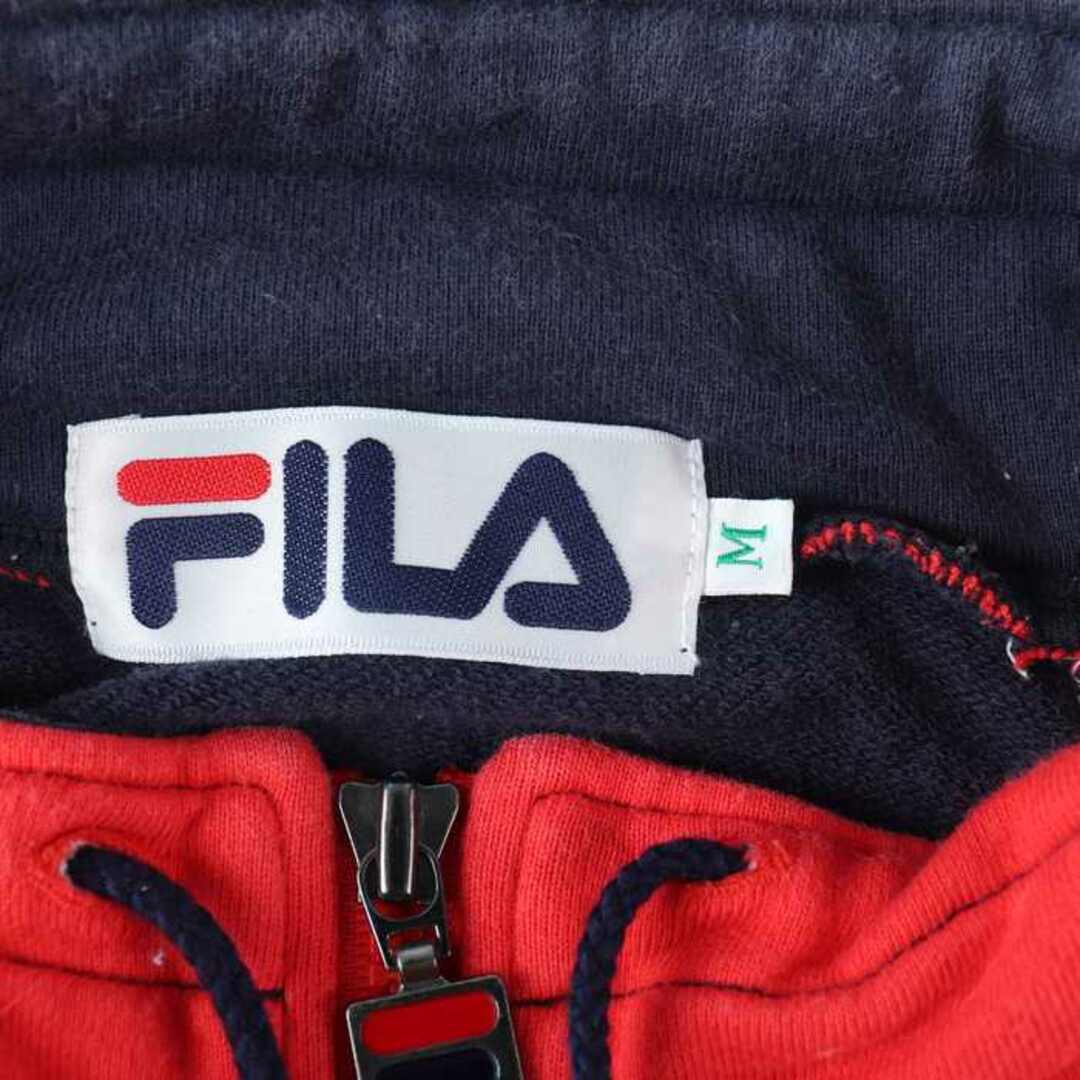 FILA(フィラ)のフィラ 半袖Tシャツ ハーフジップ ハイネック スポーツウエア メンズ Mサイズ ネイビー×レッド×オフホワイト FILA メンズのトップス(Tシャツ/カットソー(半袖/袖なし))の商品写真