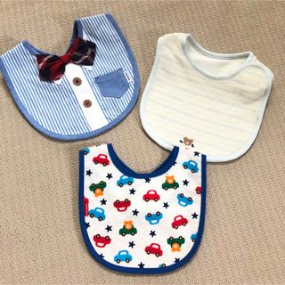 ミキハウス(mikihouse)のミキハウス　男の子スタイ　三枚セット　新品(ベビースタイ/よだれかけ)