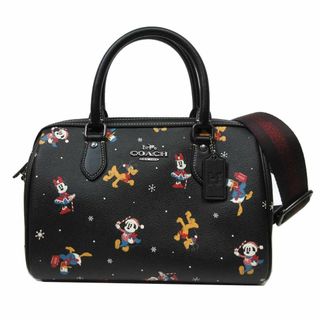 コーチ(COACH)の【新品】コーチ バッグ  ハンドバッグ  COACH X DISNEY  コーチ×ディズニー ミッキー ミニー ホリデイ プリント ローワン サッチェル 2WAY ボストンバッグ 斜め掛け CM849 QB/M2(ブラック×マルチカラー) コラボ商品 アウトレット レディース(ハンドバッグ)