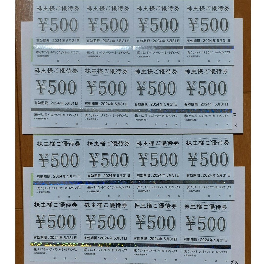 チケットクリエイトレストランツ株主優待8000円分