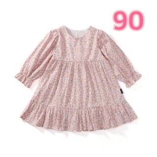 【新品】レトロ　小花柄　リバティ柄　ワンピース　女の子　90(ワンピース)