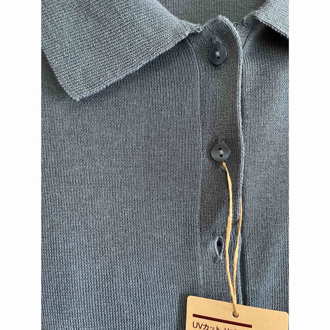 MUJI (無印良品)(ムジルシリョウヒン)の無印　ＵＶカットリブ編み五分袖ポロセーター　XL レディースのトップス(ポロシャツ)の商品写真