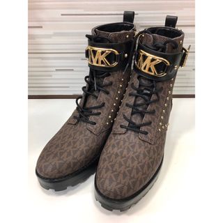 マイケルコース(Michael Kors)の◇オシャレ⭐︎マイケルコース MKロゴ ショートブーツ レザー ブラウンスタッズ(ブーツ)