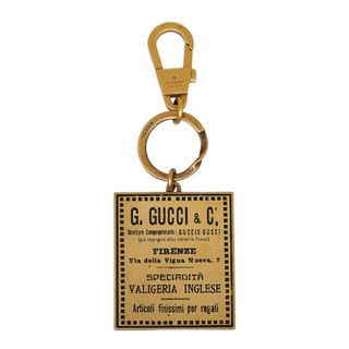 グッチ(Gucci)のグッチ ヴィンテージラベルモチーフ キーホルダー キーリング バッグチャーム 495420 メタル メンズ GUCCI 【219-28799】(キーホルダー)