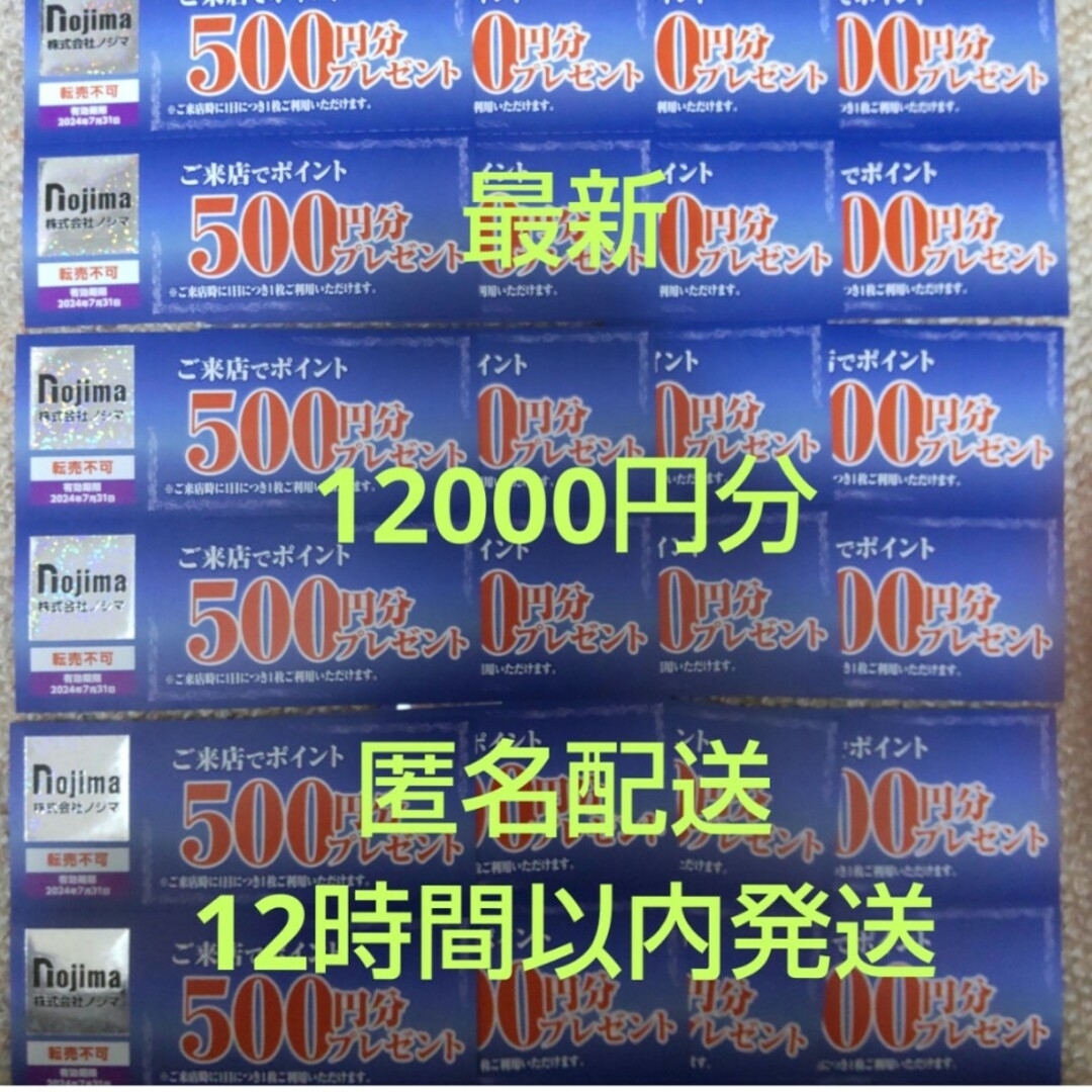 優待券/割引券【最新】ノジマ  ご来店 ポイント 12000円分