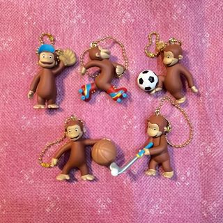【新品未使用】おさるのジョージ　スポーツしようよ！フィギュアマスコット全5種(キーホルダー)