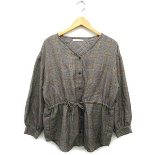 マジェスティックレゴン(MAJESTIC LEGON)のマジェスティックレゴン シャツ ブラウス ノーカラー グレンチェック 長袖 F(シャツ/ブラウス(長袖/七分))