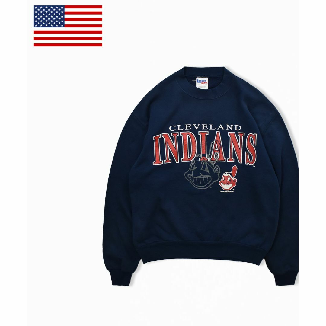 90's USA製 MLB INDIANS ロゴスウェット トレーナー Ｍindians