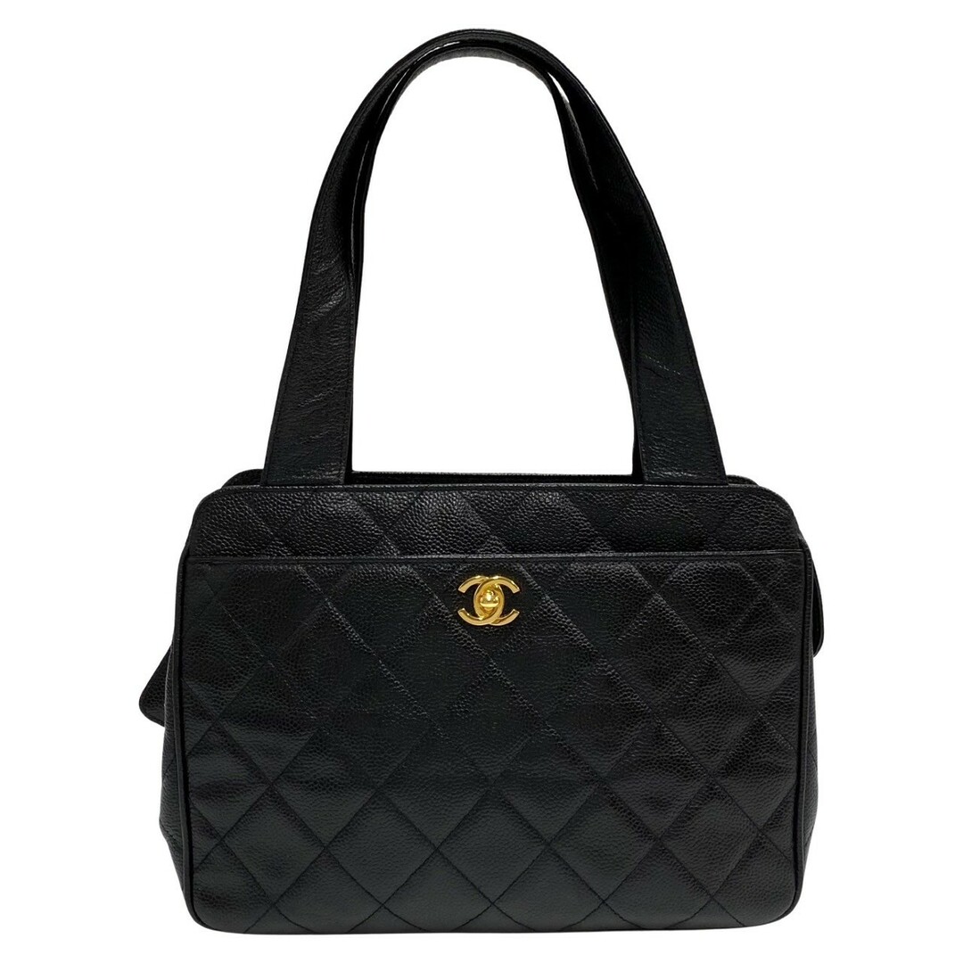 CHANEL(シャネル)の極 美品 カード シール有 4番台 CHANEL シャネル マトラッセ キャビアスキン ターンロック ハンドバッグ ミニ トートバッグ ブラック 89708 レディースのバッグ(ハンドバッグ)の商品写真