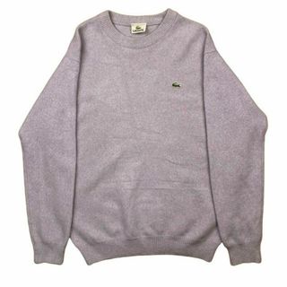 ラコステ(LACOSTE)のラコステ ウール ニット セーター パープル ピンク ロゴ 90s 80s(ニット/セーター)