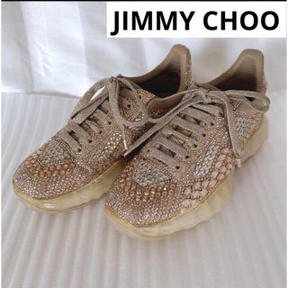 ジミーチュウ(JIMMY CHOO)のジミーチュウ　スワロ　ダイヤモンド　スニーカー　スリッポン　厚底　靴　希少美品(スニーカー)