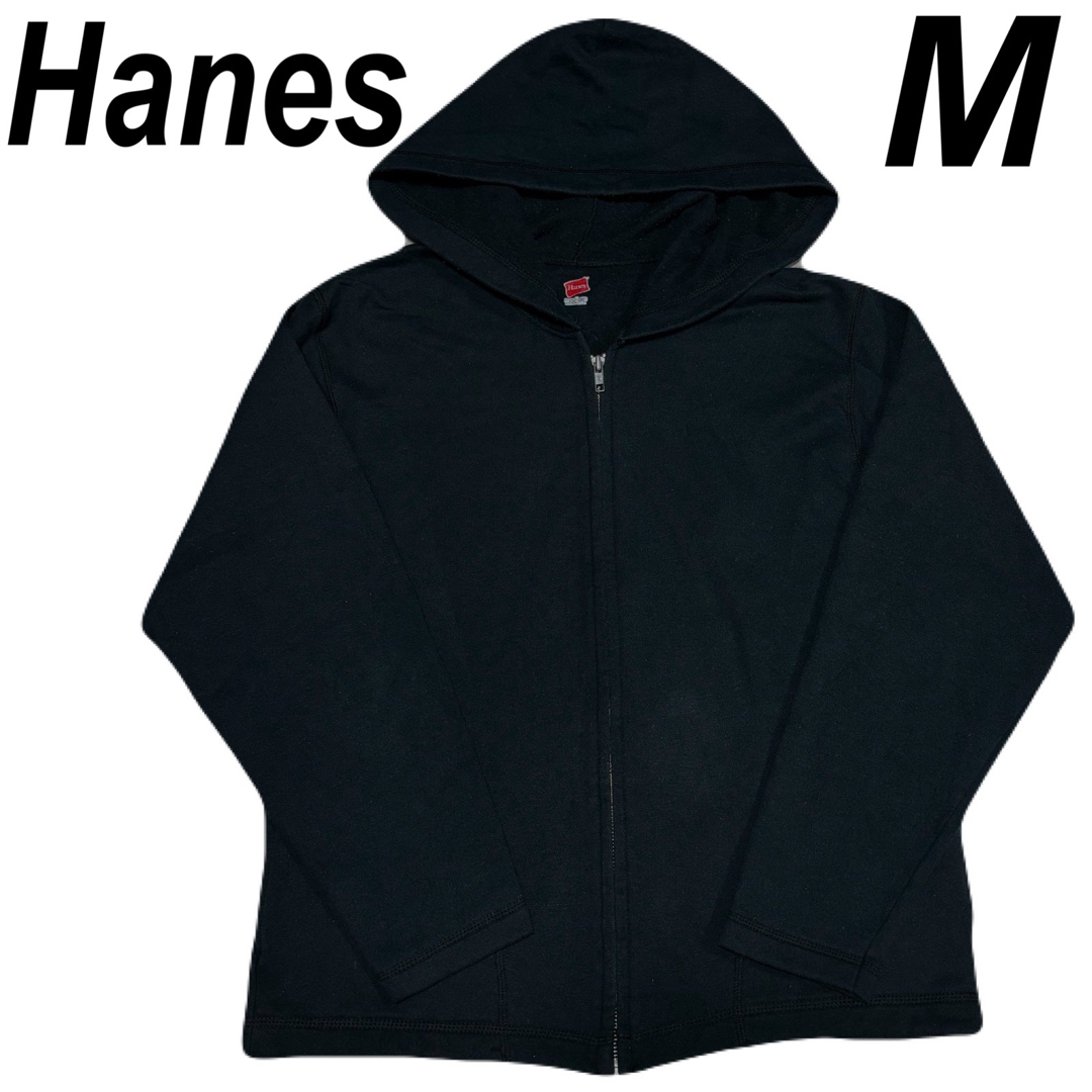 Hanes ヘインズ ジップアップ スウェットパーカー 裏起毛 無地 古着 M ...