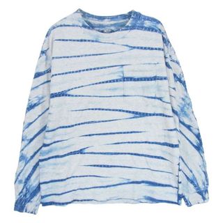 テンダーロイン(TENDERLOIN)のTENDERLOIN テンダーロイン T-TEE TIE DYE LONG タイダイ クルーネック ロングスリーブ ポケット付き 長袖 Tシャツ ブルー系 L【中古】(Tシャツ/カットソー(七分/長袖))