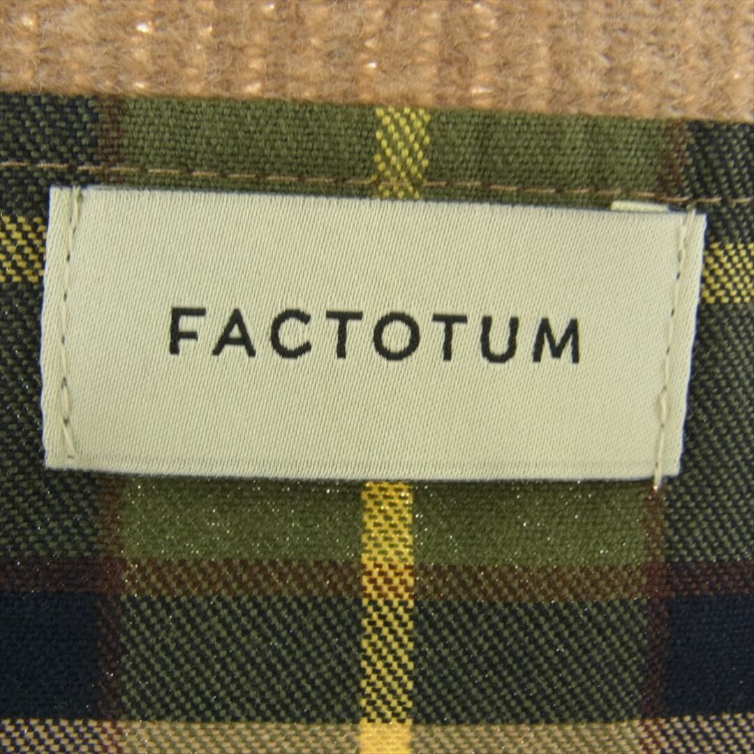 FACTOTUM(ファクトタム)のFACTOTUM ファクトタム カーディガン 1090442 チェック切替 モヘア モヘヤ ニット カーディガン ライトブラウン系 モスグリーン系 48【中古】 メンズのトップス(カーディガン)の商品写真