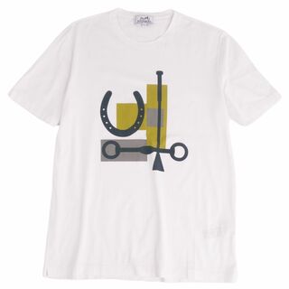 Hermes - エルメス イタリア製 ロゴ刺繍 半袖 Tシャツ M ネイビー 