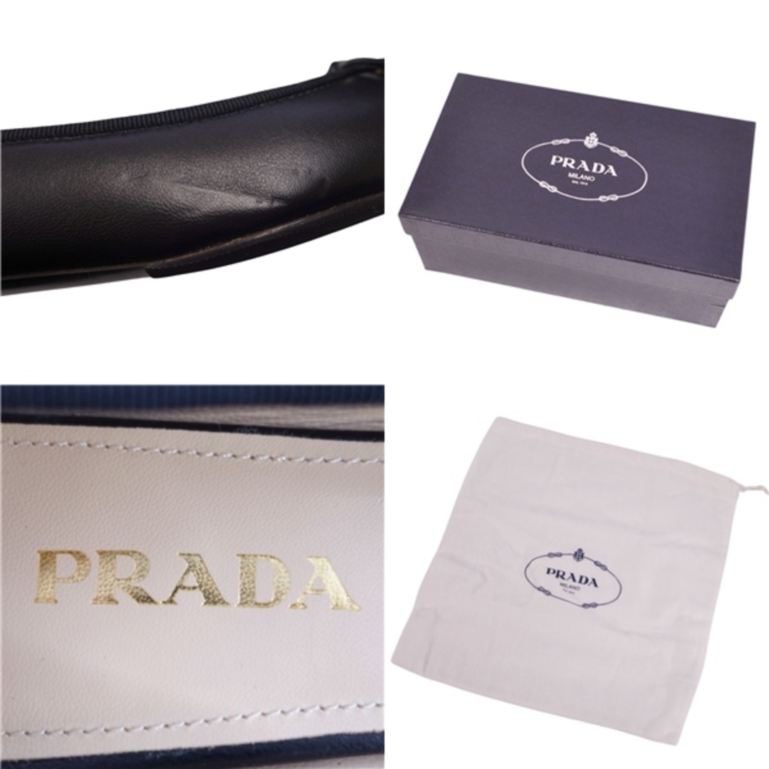 PRADA(プラダ)の未使用 プラダ PRADA パンプス フラットパンプス キャップトゥ ロゴ カーフレザー シューズ レディース 37.5(24.5cm相当) ブラック レディースの靴/シューズ(ハイヒール/パンプス)の商品写真