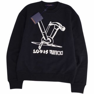 ルイヴィトン(LOUIS VUITTON)の未使用 ルイヴィトン LOUIS VUITTON スウェット 23AW トレーナー エンブロイダード コットン LVロゴ トップス メンズ イタリア製 XS ブラック(スウェット)