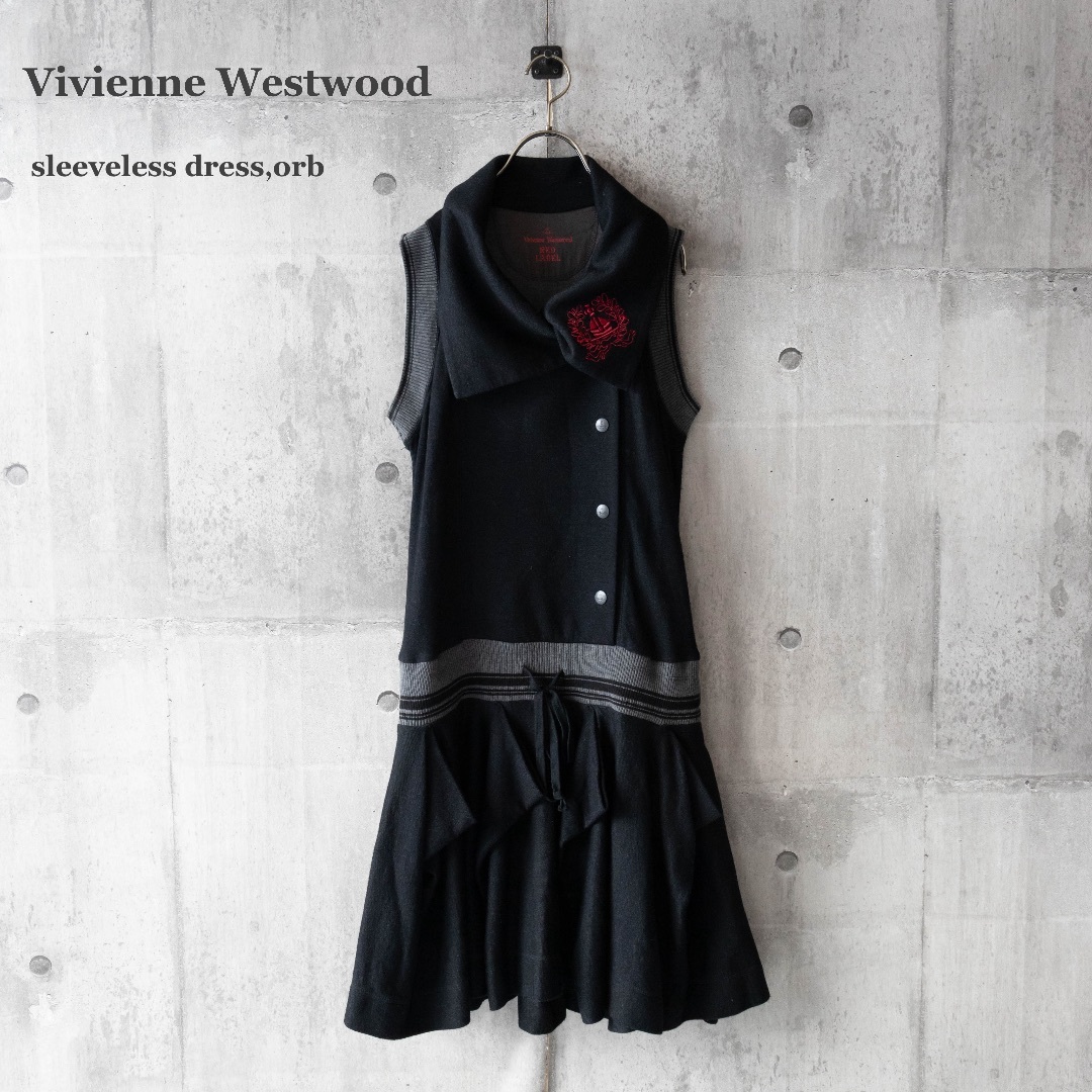 【Vivienne Westwood】ノースリーブワンピース　オーブ　刺繍ロゴ