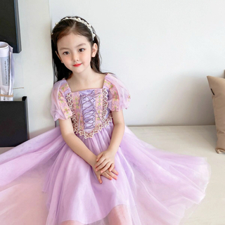 CRS紫プリンセスドレス人気柄コスプレドレス130サイズ(ドレス/フォーマル)