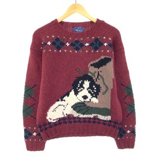 ウールリッチ(WOOLRICH)の古着 80年代 ウールリッチ WOOLRICH THE WOMAN アニマル柄 犬柄 ウールニットセーター レディースL ヴィンテージ /eaa365063(ニット/セーター)