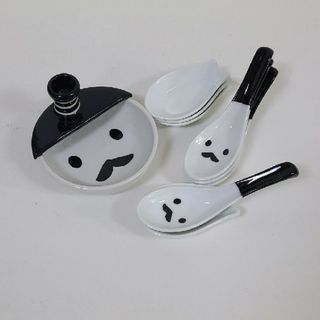 ちょんまげ取っ手付き小皿&レンゲセット(食器)