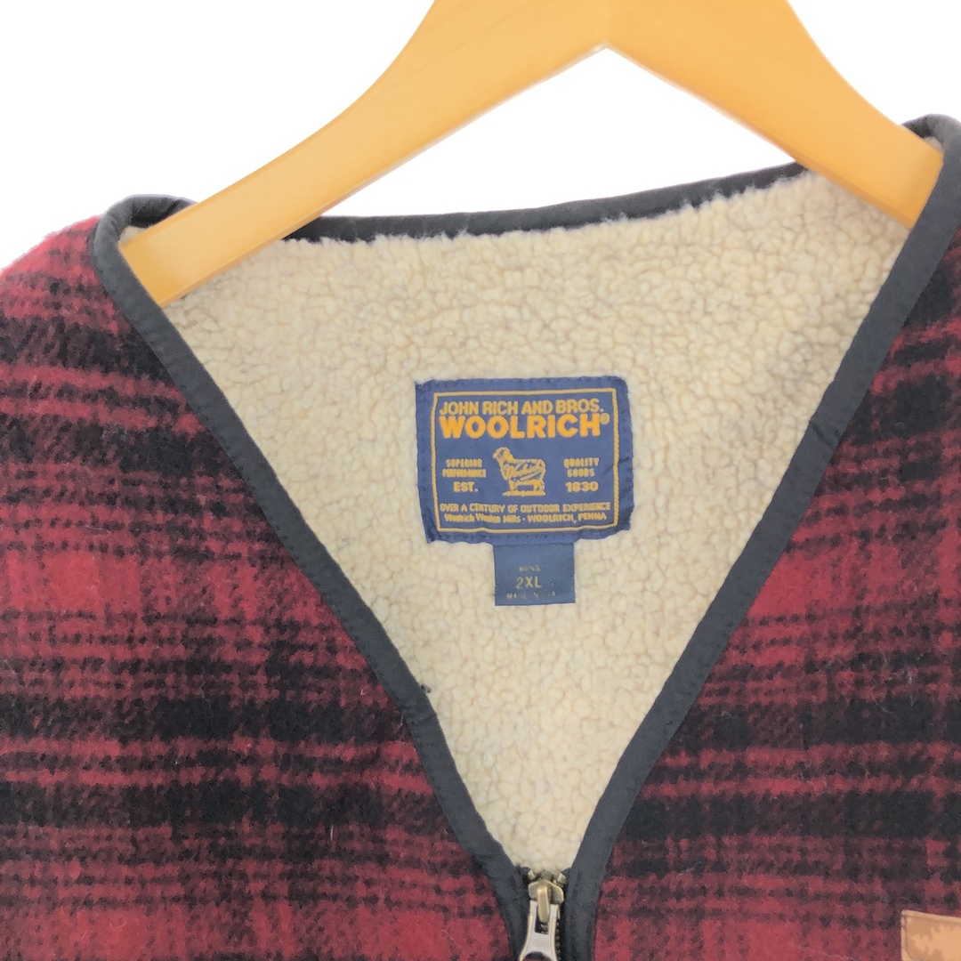 WOOLRICH(ウールリッチ)の古着 90年代 ウールリッチ WOOLRICH チェック柄 ウールボアベスト USA製 メンズXXL ヴィンテージ /eaa397843 メンズのトップス(ベスト)の商品写真