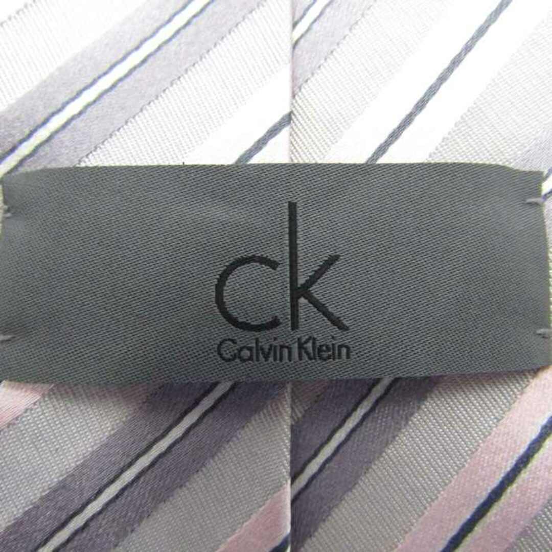 Calvin Klein(カルバンクライン)のカルバンクライン ブランド ネクタイ シルク ストライプ柄 メンズ グレー Calvin Klein メンズのファッション小物(ネクタイ)の商品写真
