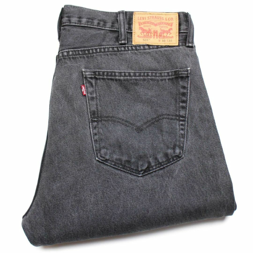 100%COTTONサイズ表記Levi'sリーバイス 505 ブラック デニムパンツ フェード w38 L32★SDP2363 ジーンズ ストレート ダメージ オーバーサイズ ビッグサイズ