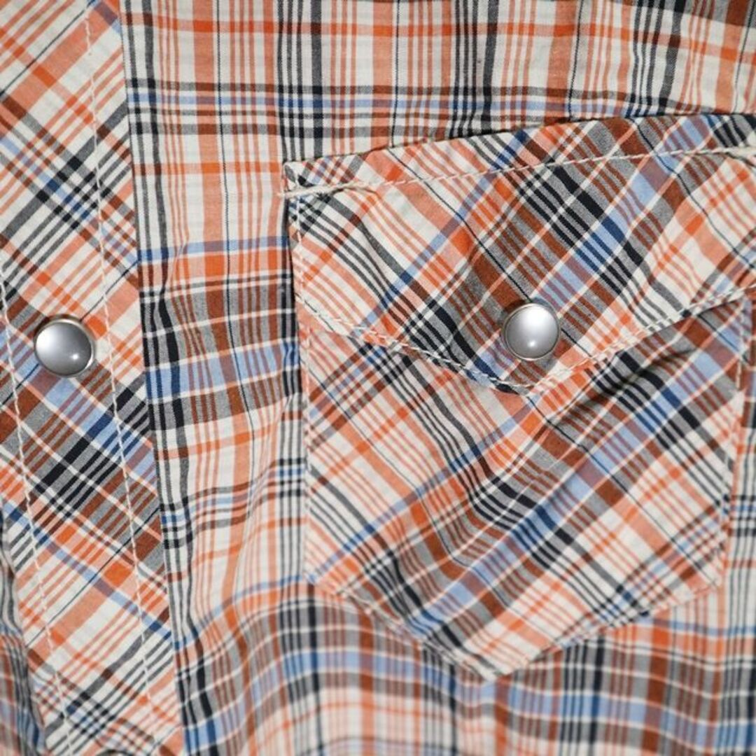 SOMETHING(サムシング)のSOMETHING　コットンチェックシャツ　オレンジ系 レディースのトップス(シャツ/ブラウス(長袖/七分))の商品写真