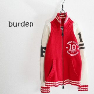 ◆古着◆　Burden　ウール混合　ジップアップ切り替えニットジャケット(ニットコート)