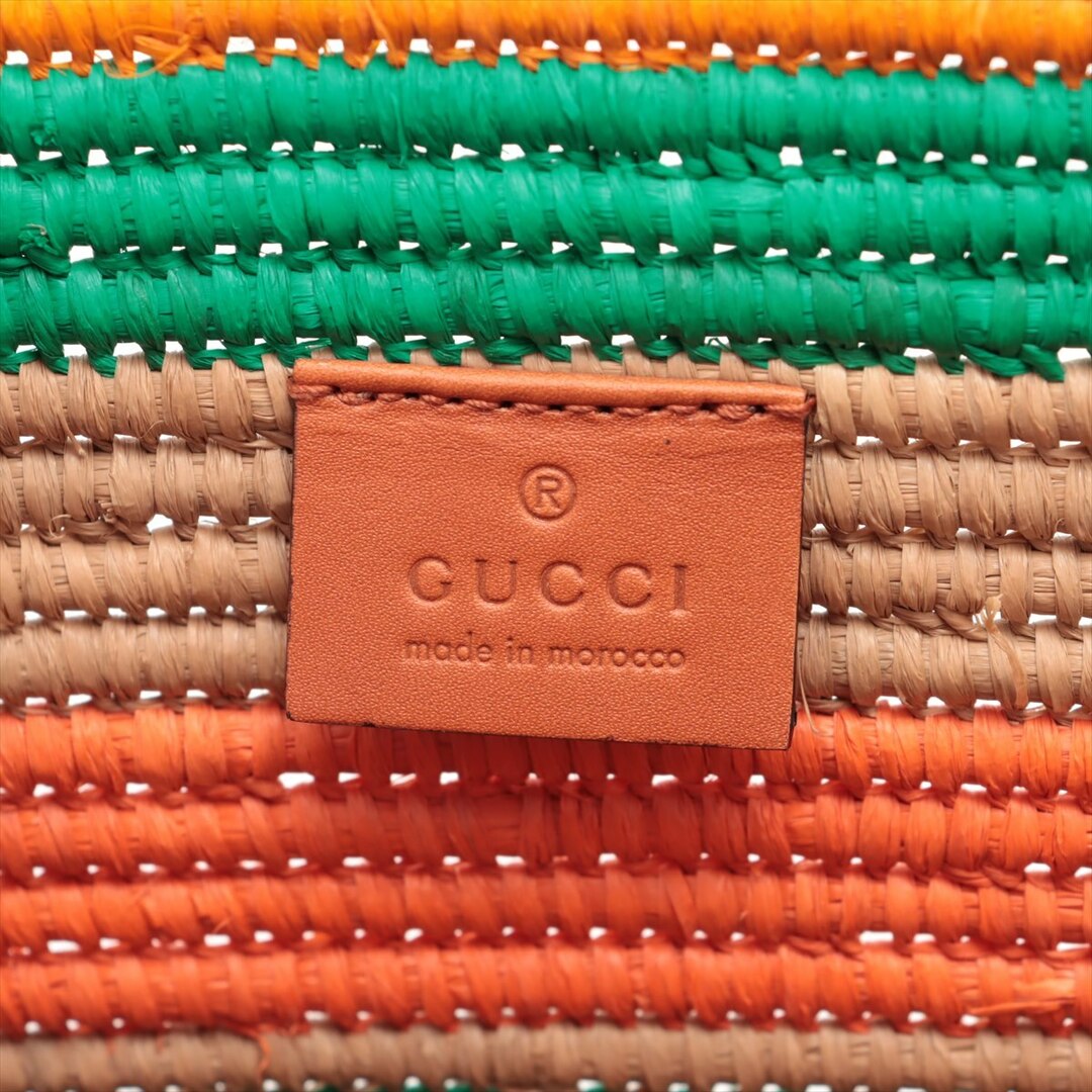 Gucci(グッチ)のグッチ スモール トートバッグ ストロー×レザー  マルチカラー レディー レディースのバッグ(トートバッグ)の商品写真