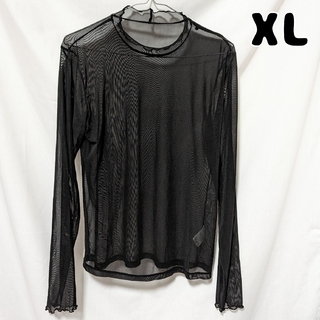 ジーユー(GU)のGU チュールスキンT ブラック XL シアーシャツ(シャツ/ブラウス(長袖/七分))