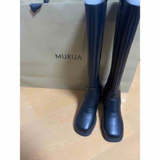 ムルーア(MURUA)のお値下げ！MURUA ラウンドロングブーツ ブラック 35(ブーツ)