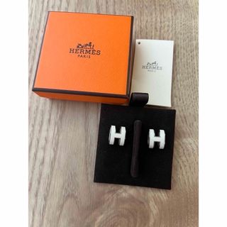 エルメス(Hermes)のHERMES エルメス ピアス ポップHピアス  ホワイト×シルバー(ピアス)