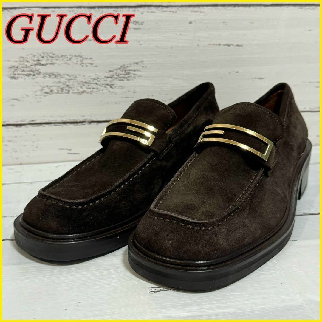 極美品】GUCCI グッチ スエード ローファー G金具 ブラウン 36ハーフ 極美品】GUCCI グッチ スエード ローファー G金具 ブラウン 36ハーフ