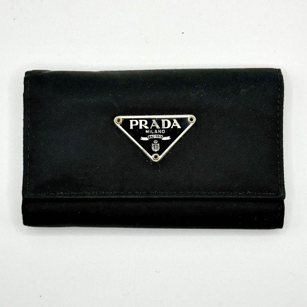 PRADA(プラダ)の【美品】PRADA プラダ 6連キーケース 三角ロゴ ナイロン レザー ブラック レディースのファッション小物(キーケース)の商品写真